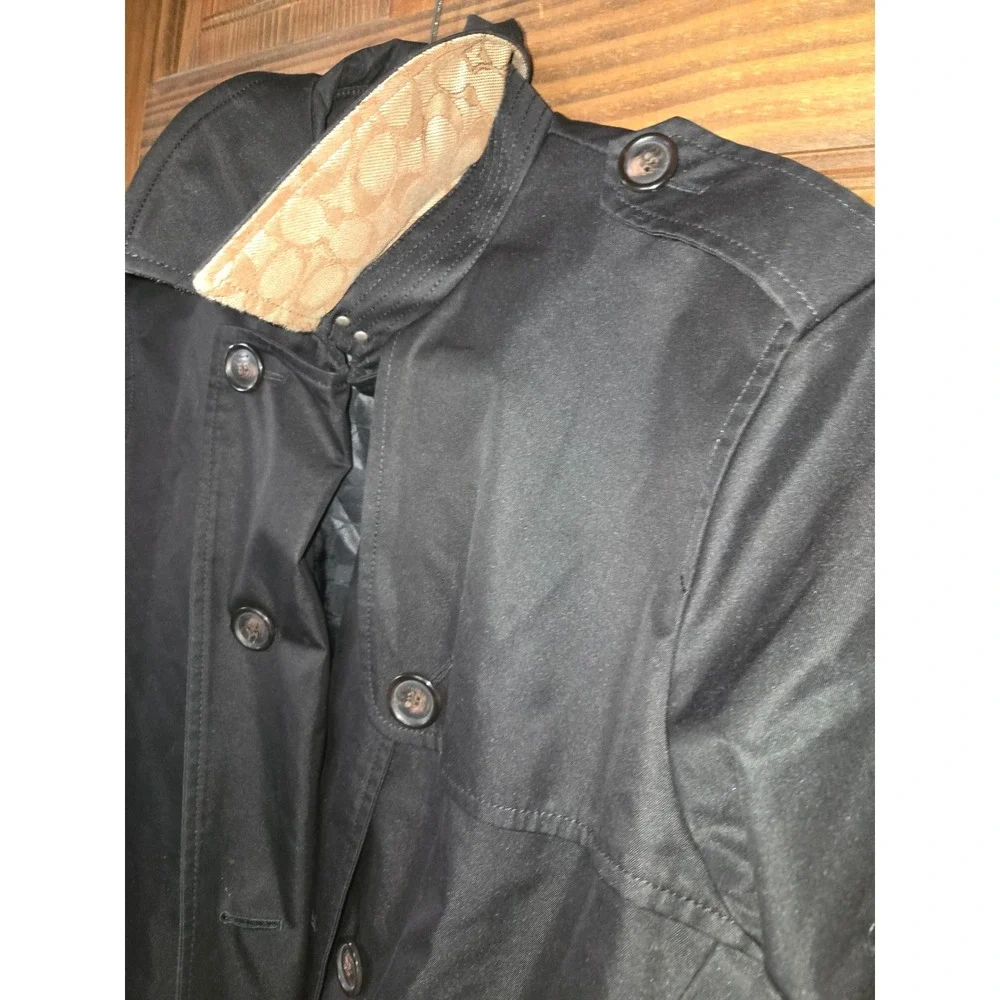 Coach The Trench Black Double Breasted Signature Lining Coat  Women missing belt